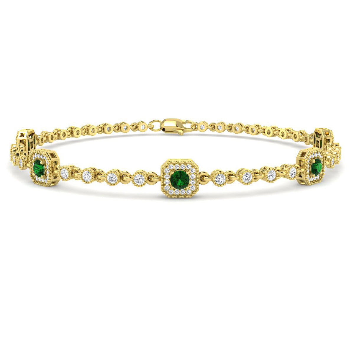 Emerald Diamond Ring 1.6ct – SB3085~EM – 18k Yellow Gold