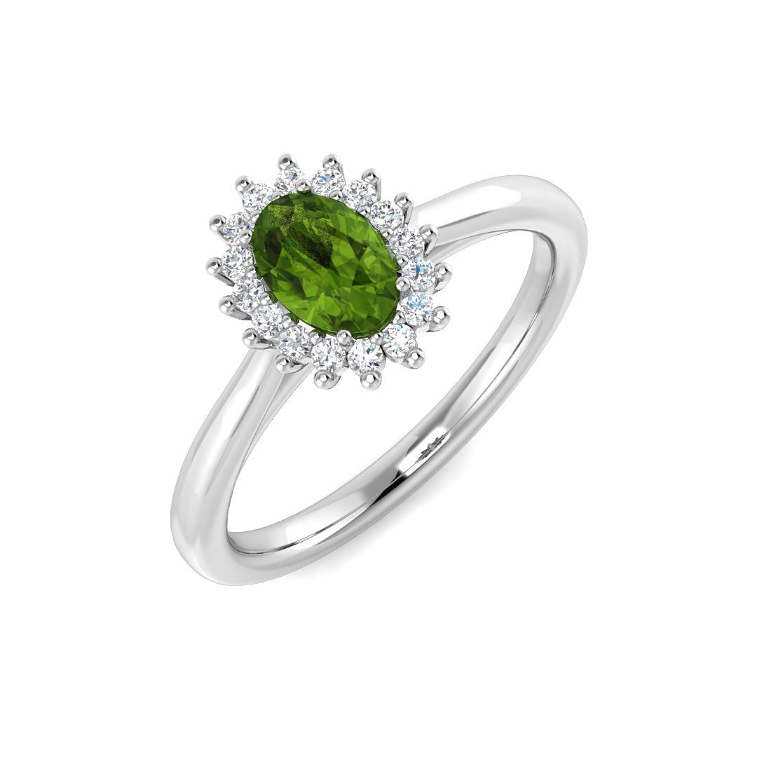Peridot Diamond Ring 0.58ct – SR1351~PD – 18k White Gold