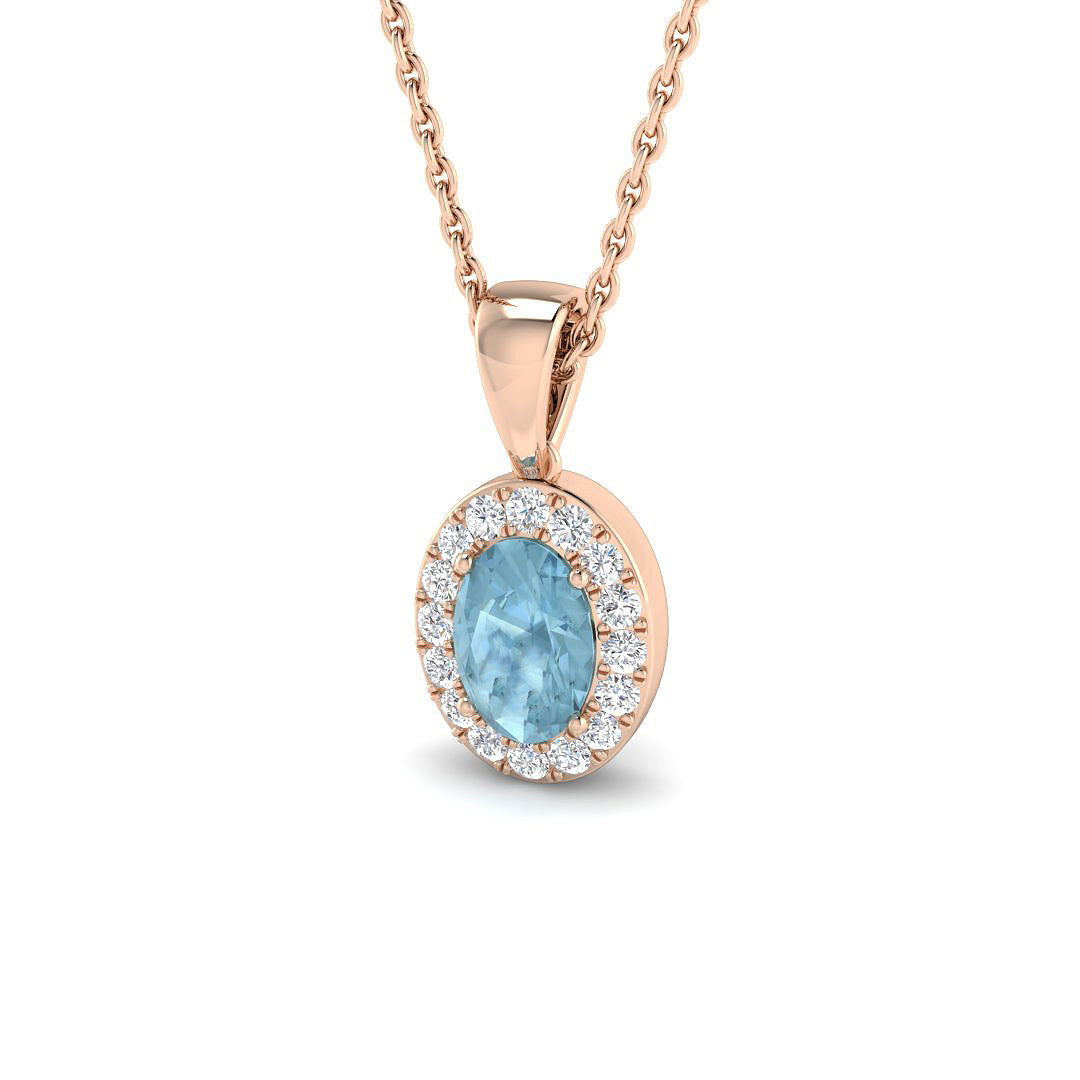 Halo Diamond Ring 0.57ct – SP5994~AQ – 18k Rose Gold