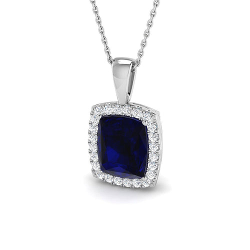 Blue Sapphire Diamond Ring 1.24ct–6.18ct – SP4285~BS – 18k White Gold