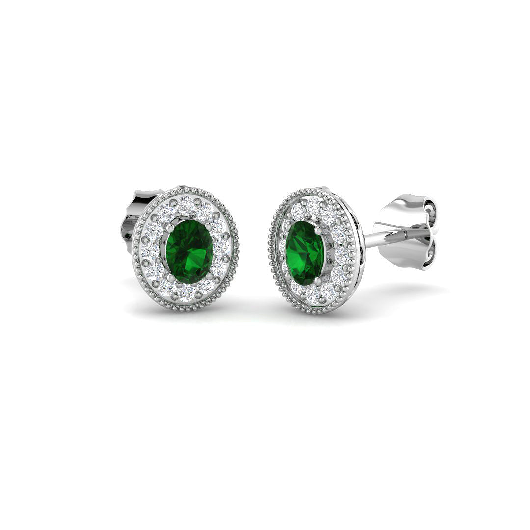 Halo Diamond Ring 0.47ct – SE7723~EM – 18k White Gold