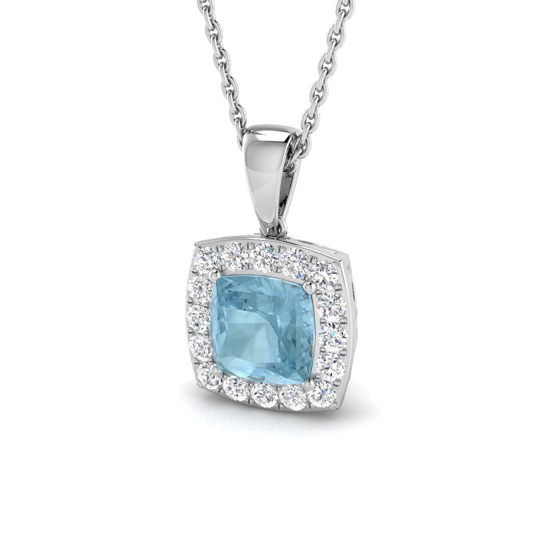 Aquamarine Diamond Ring 1.11ct–1.16ct – SP4285~AQ – 18k White Gold