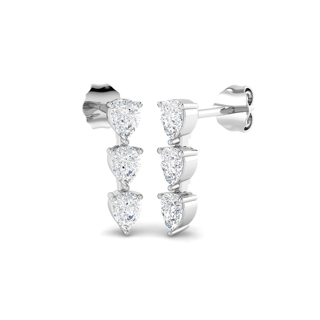 Drop & Trilogy Diamond Ring 0.83ct – SE7179 – 18k White Gold