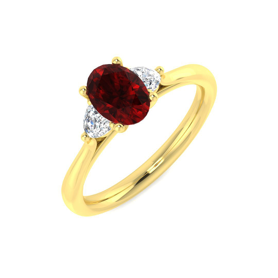 Ruby Diamond Ring 0.88ct – SR1162~RY – 18k Yellow Gold