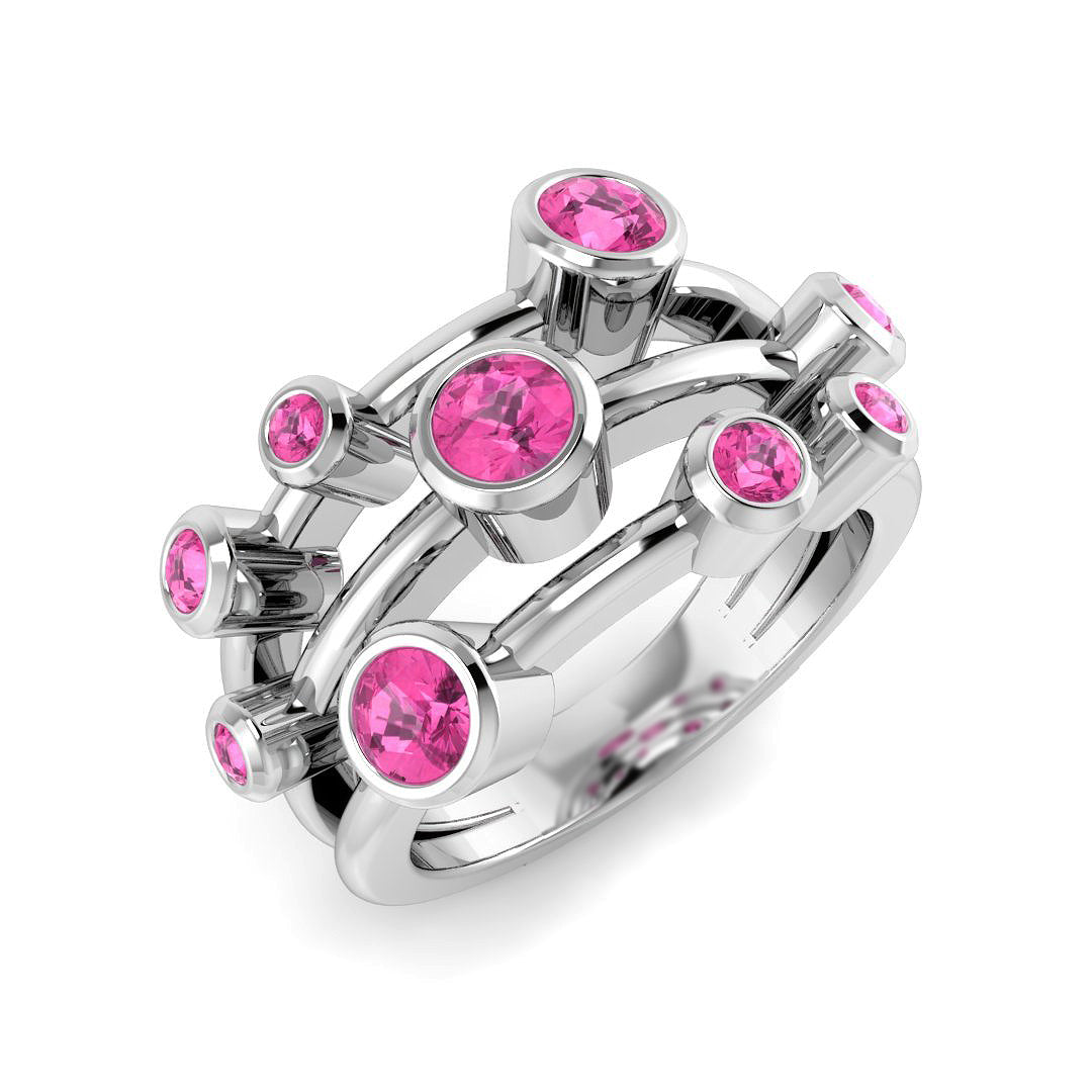 Bubble Diamond Ring 1.1ct–1.2ct – SR839~ALL – 18k White Gold