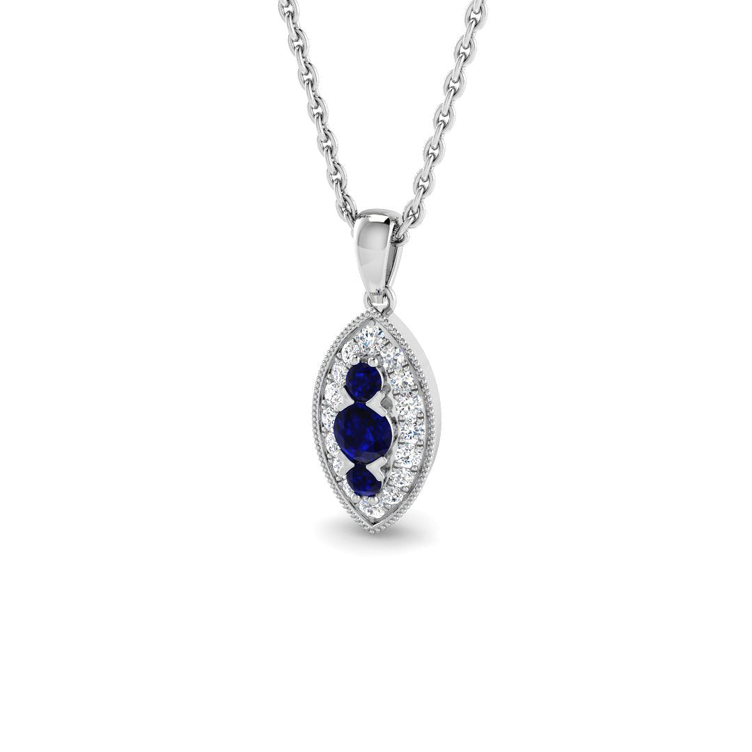 Blue Sapphire Diamond Ring 0.21ct – SP4924~BS – 18k White Gold