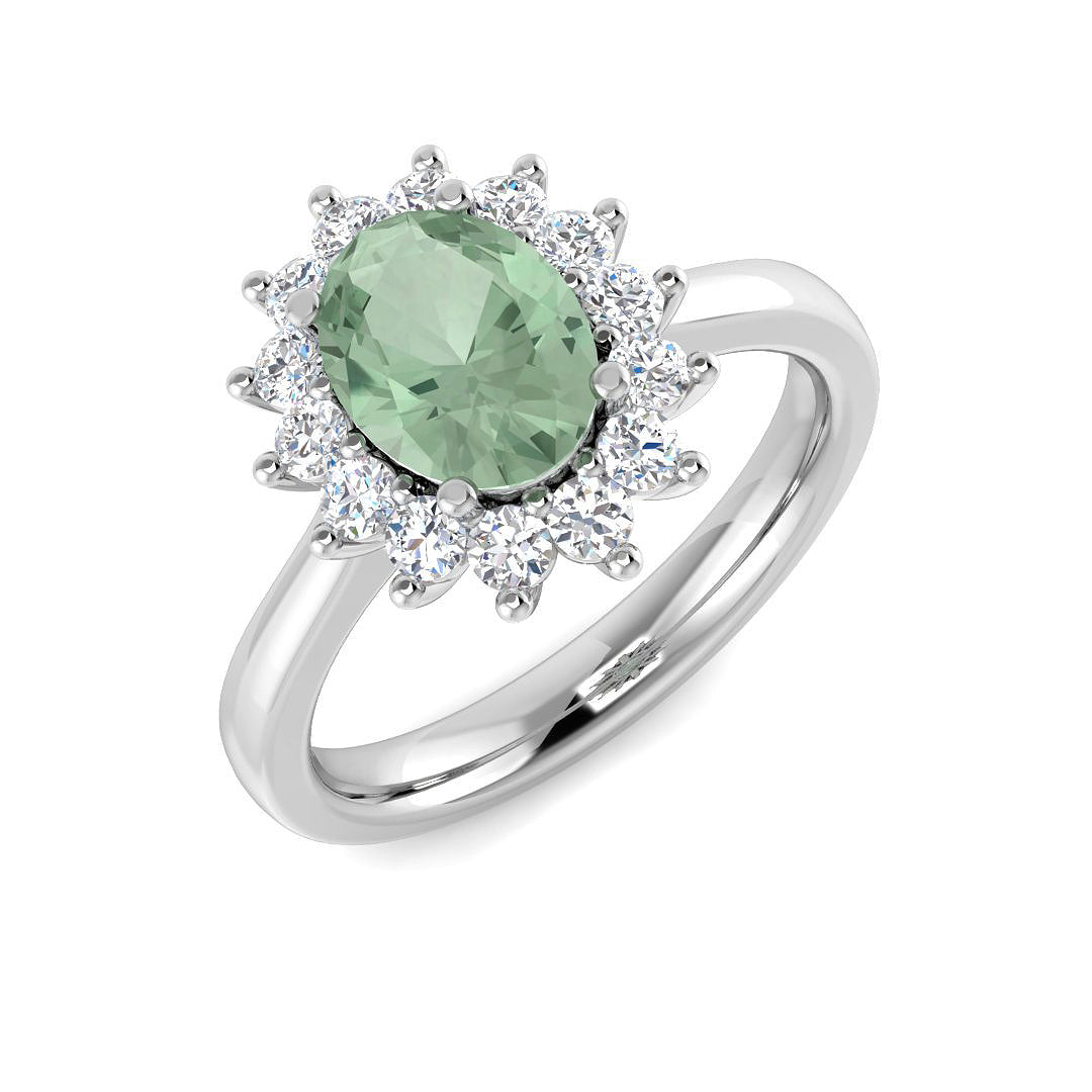 Green Amethyst Diamond Ring 1.63ct – SL8826~GR – 18k White Gold