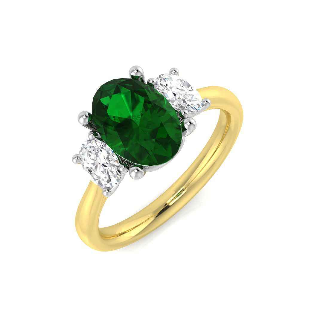 Emerald Diamond Ring 2.39ct – SR427~EM – 18k Yellow Gold