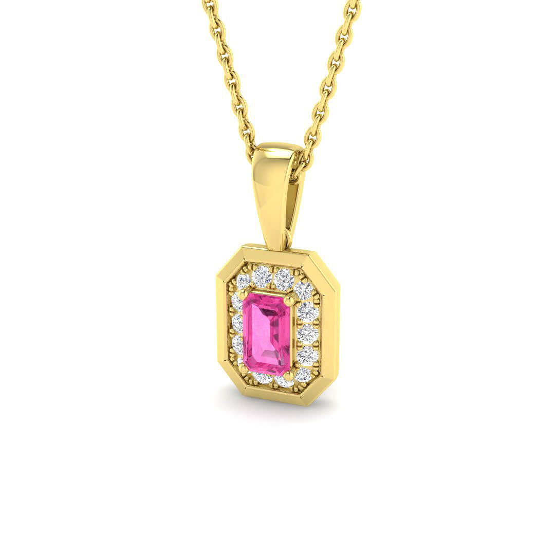 Pink Sapphire Diamond Ring 0.53ct – SN2144P~PS – 18k Yellow Gold