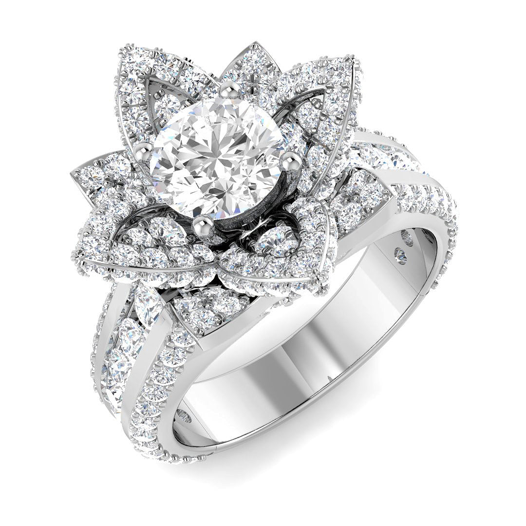 Fancy Lab-Grown Diamond Ring 3.6ct – SR4191 – 18k White Gold