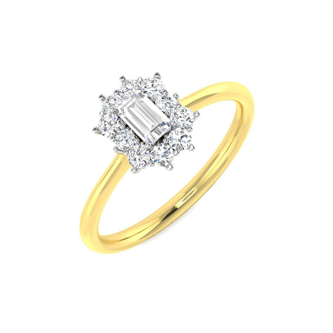Halo Diamond Ring 0.31ct – SL8398 – 18k Yellow Gold
