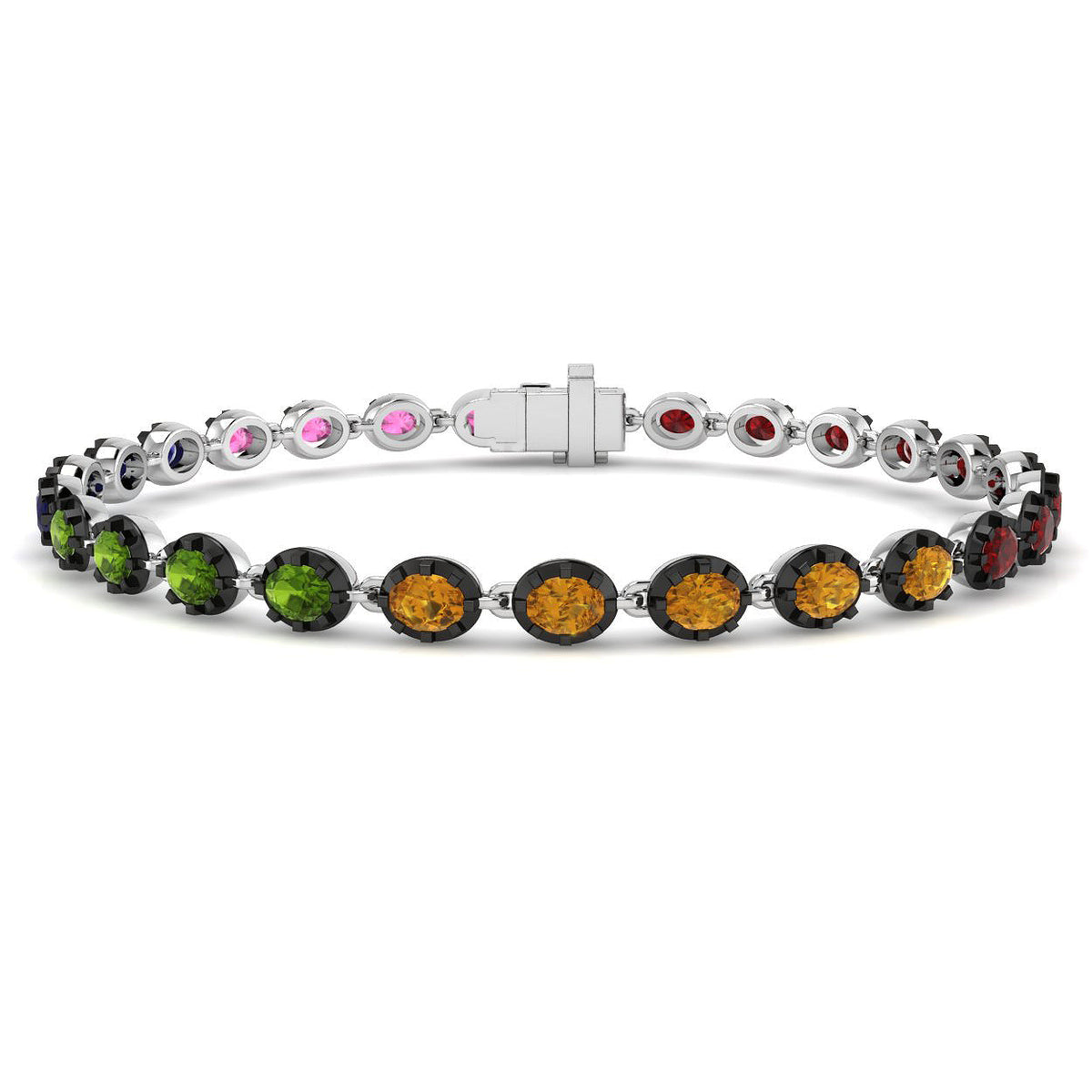 Multi Sapphire Diamond Ring 5.93ct – SB3102~MS – 18k White Gold