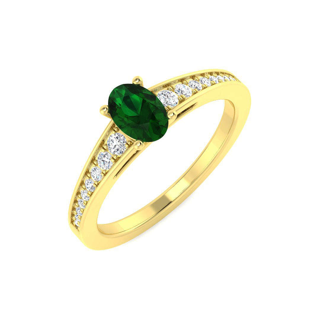 Emerald Diamond Ring 0.79ct – SL6824~EM – 18k Yellow Gold