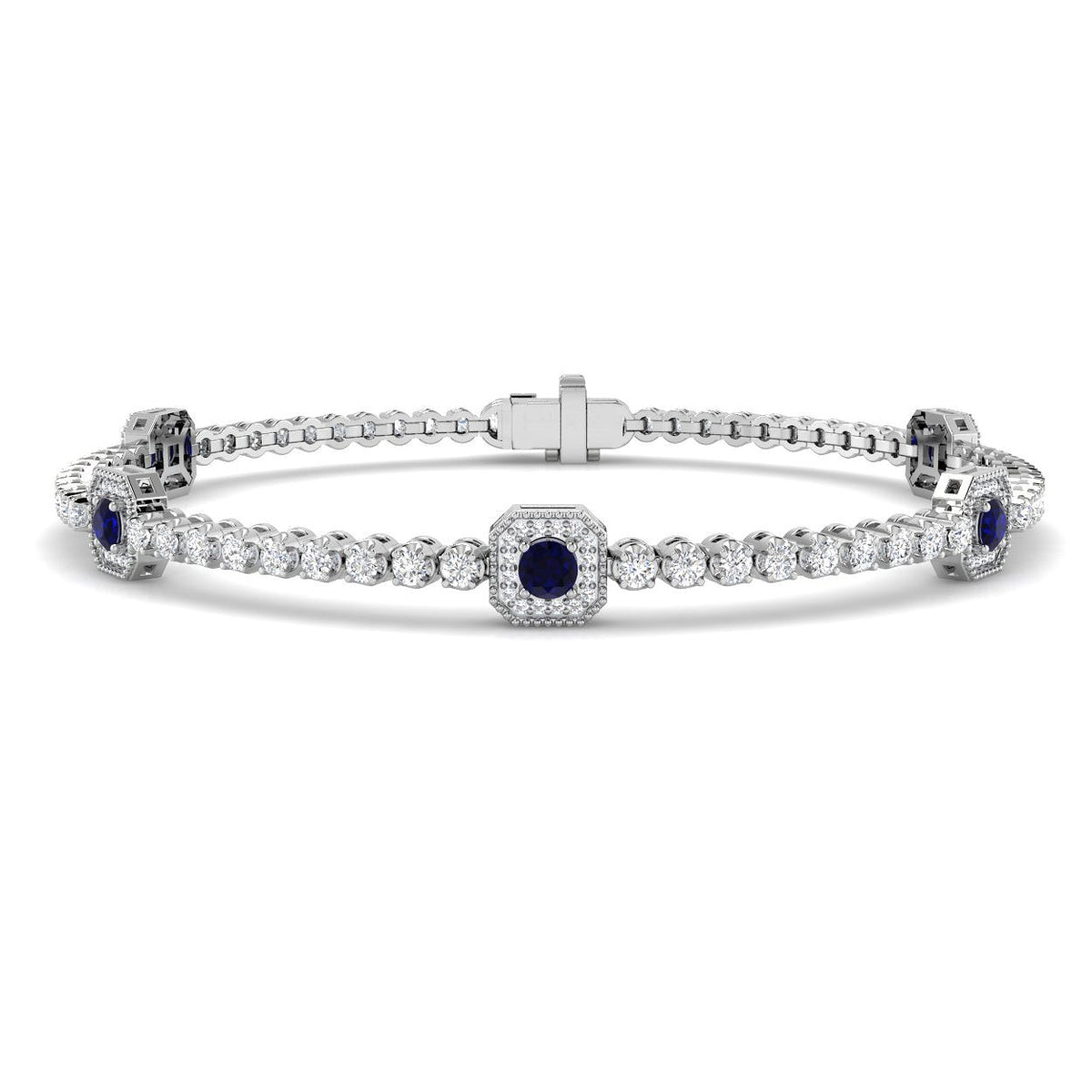 Blue Sapphire Diamond Ring 1.81ct – SB3082~BS – 18k White Gold