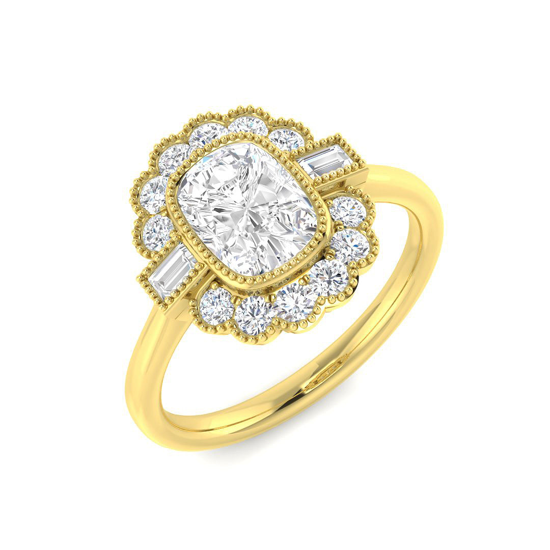 Vintage Lab-Grown Diamond Ring 1.36ct–4.22ct – SR6956 – 18k Yellow Gold