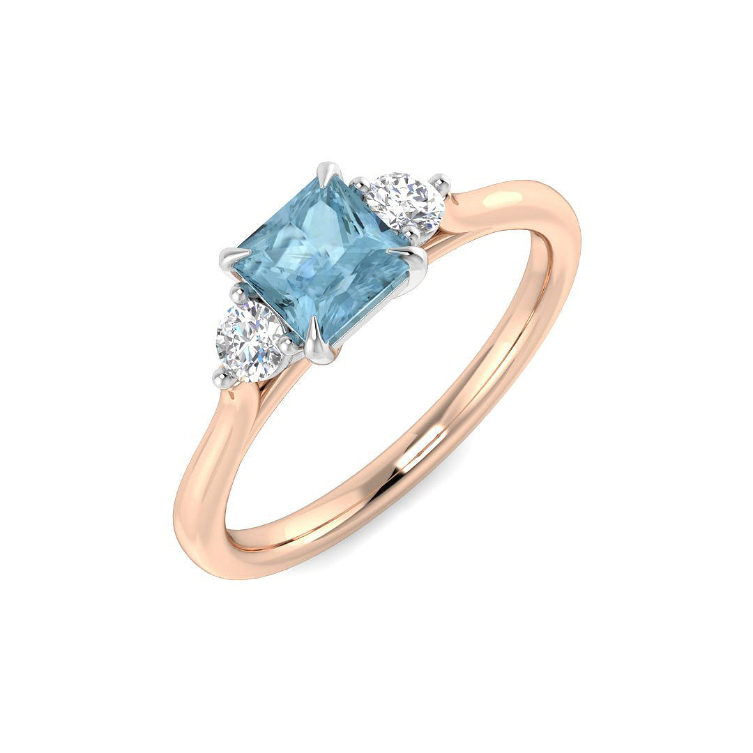 Aquamarine Diamond Ring 0.57ct – SR5434~AQ – 18k Rose Gold