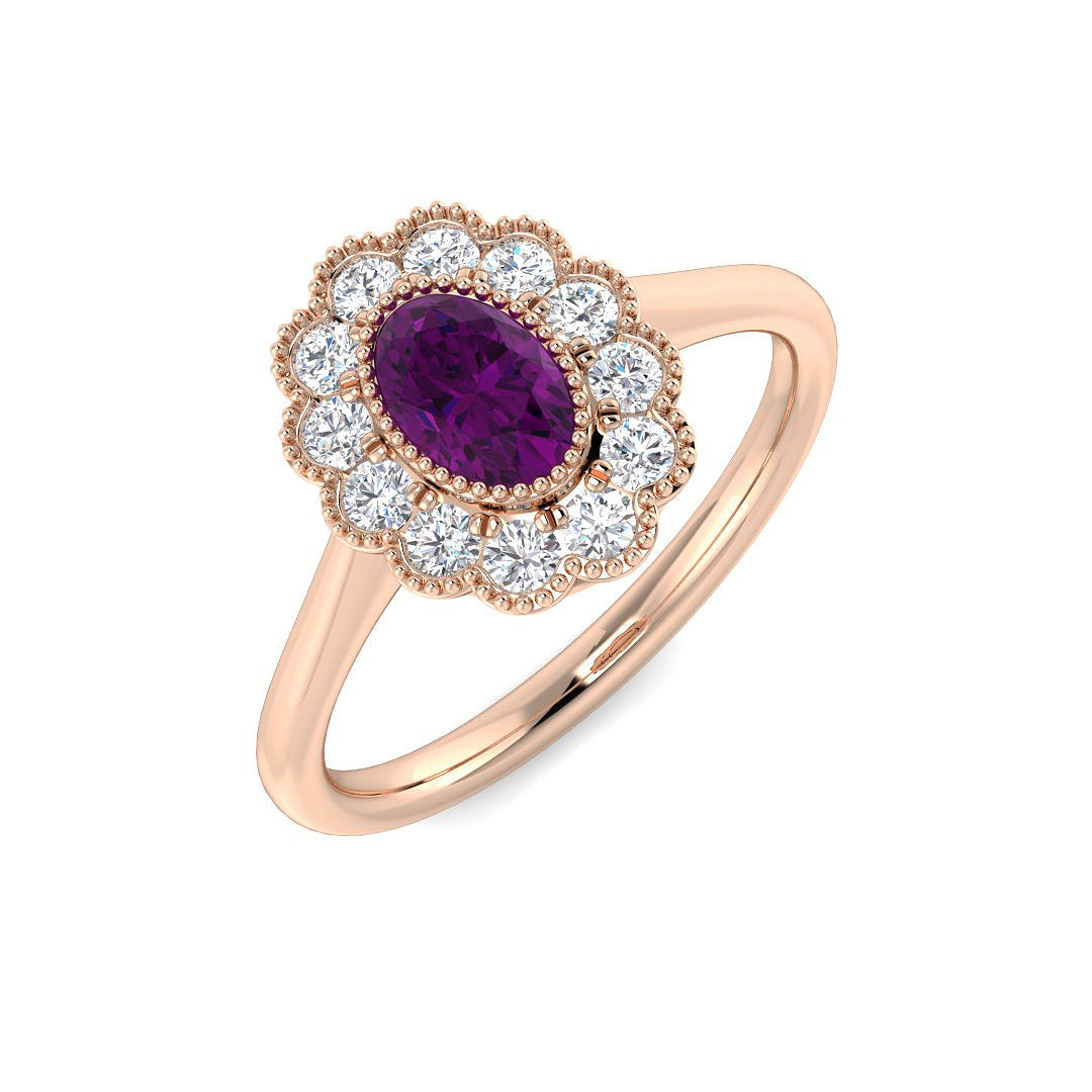 Vintage Diamond Ring 0.9ct – SR7486~PUR – 18k Rose Gold