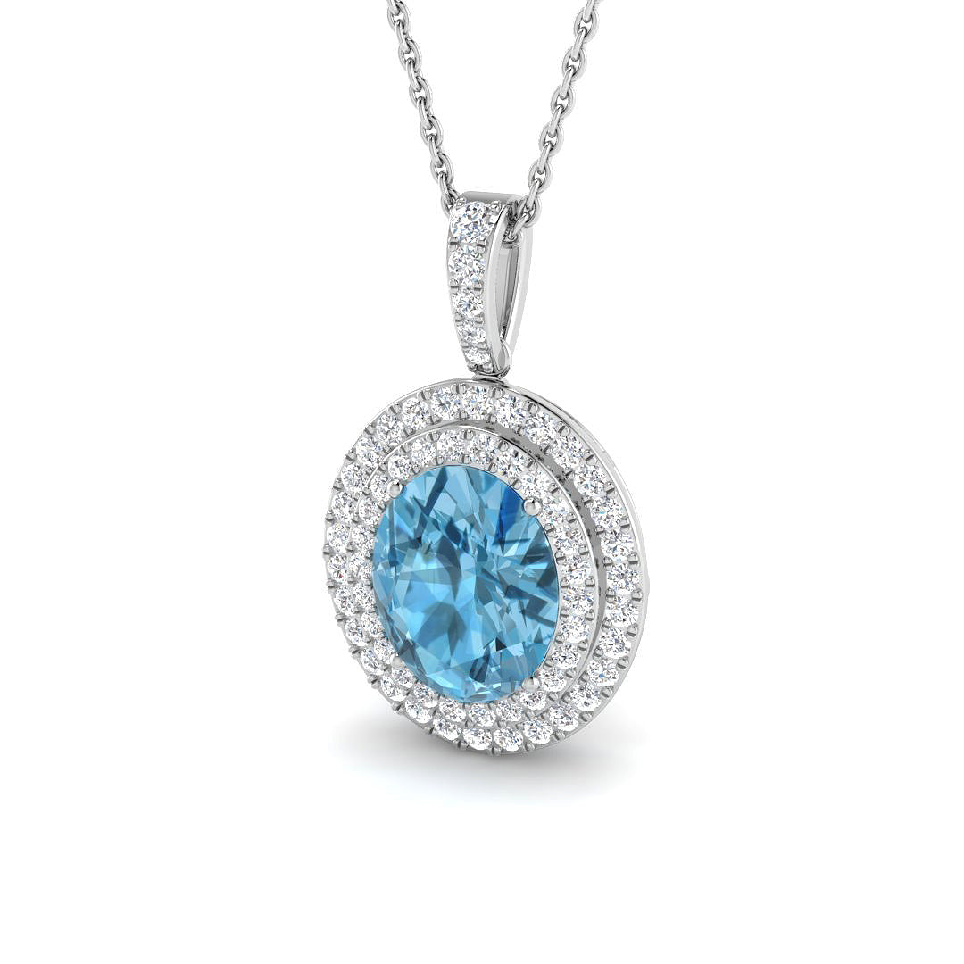 Blue Topaz Diamond Ring 3.46ct – SP4105~SBT – 18k White Gold