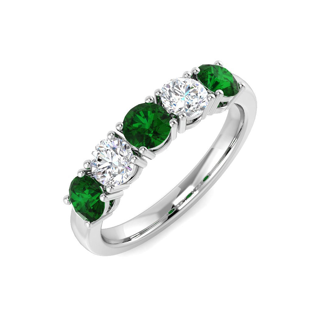 Emerald Diamond Ring 1.25ct – SR7305~EM – 18k White Gold