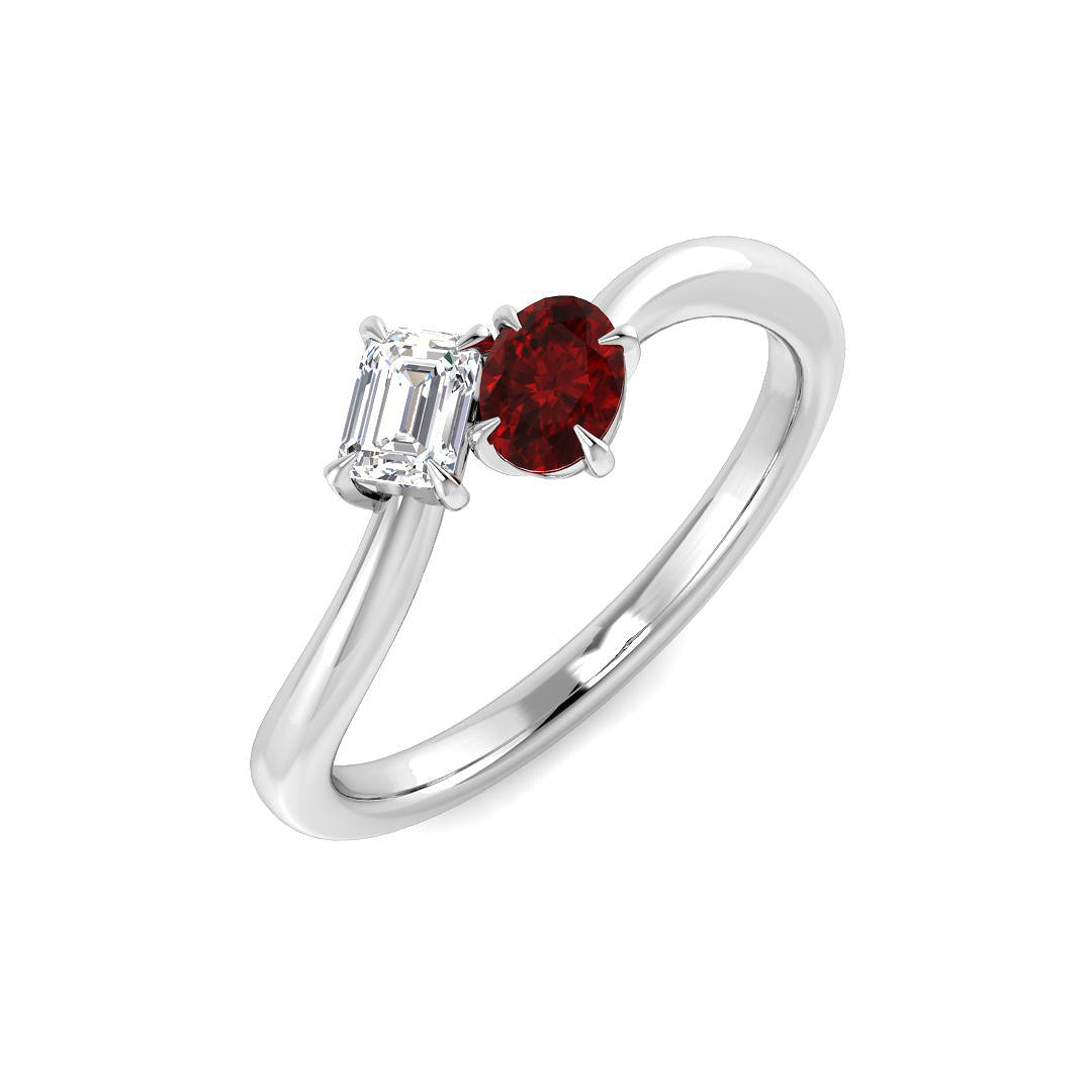 Ruby Diamond Ring 0.56ct – SR1912~RY – 18k White Gold