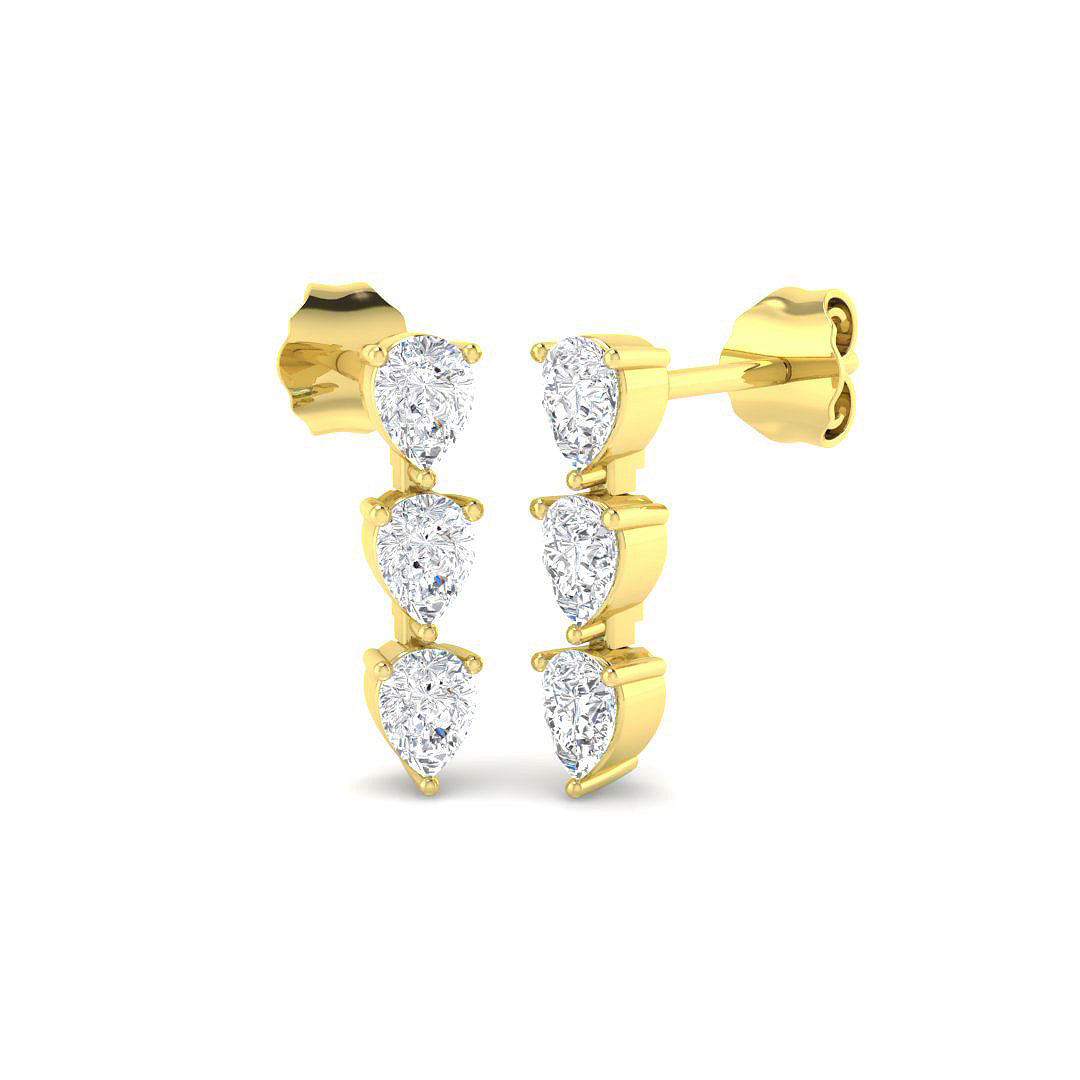 Drop & Trilogy Diamond Ring 0.83ct – SE7179 – 18k Yellow Gold