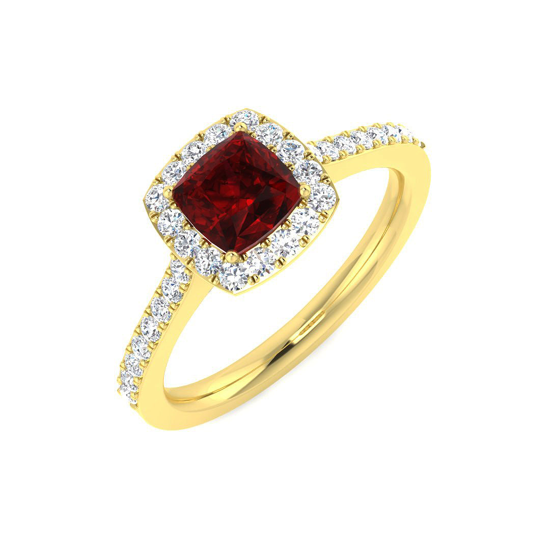 Ruby Diamond Ring 1.04ct – SL9046~RY – 18k Yellow Gold