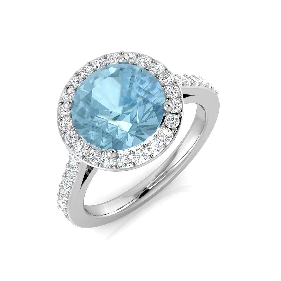 Aquamarine Diamond Ring 2.85ct–3.0ct – SL8323~AQ – 18k White Gold