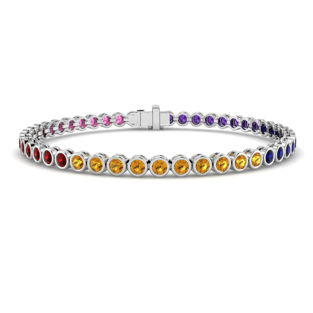 Multi Sapphire Diamond Ring 4.87ct – SB3045~MS – 18k White Gold