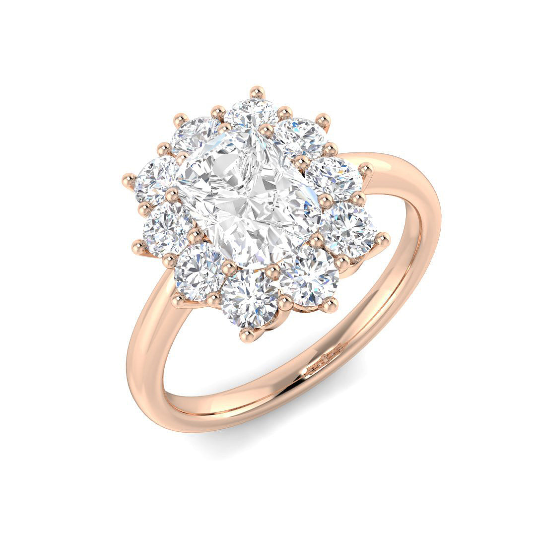 Cluster Lab-Grown Diamond Ring 1.93ct–6.13ct – SR6959 – 18k Rose Gold