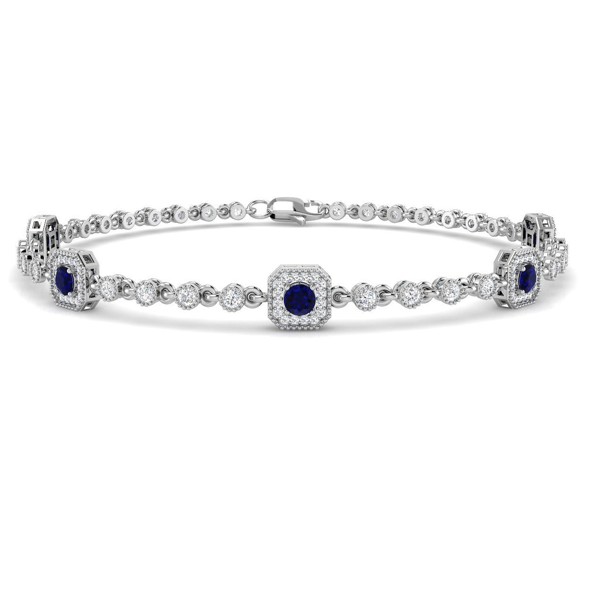 Blue Sapphire Diamond Ring 1.82ct – SB3085~BS – 18k White Gold