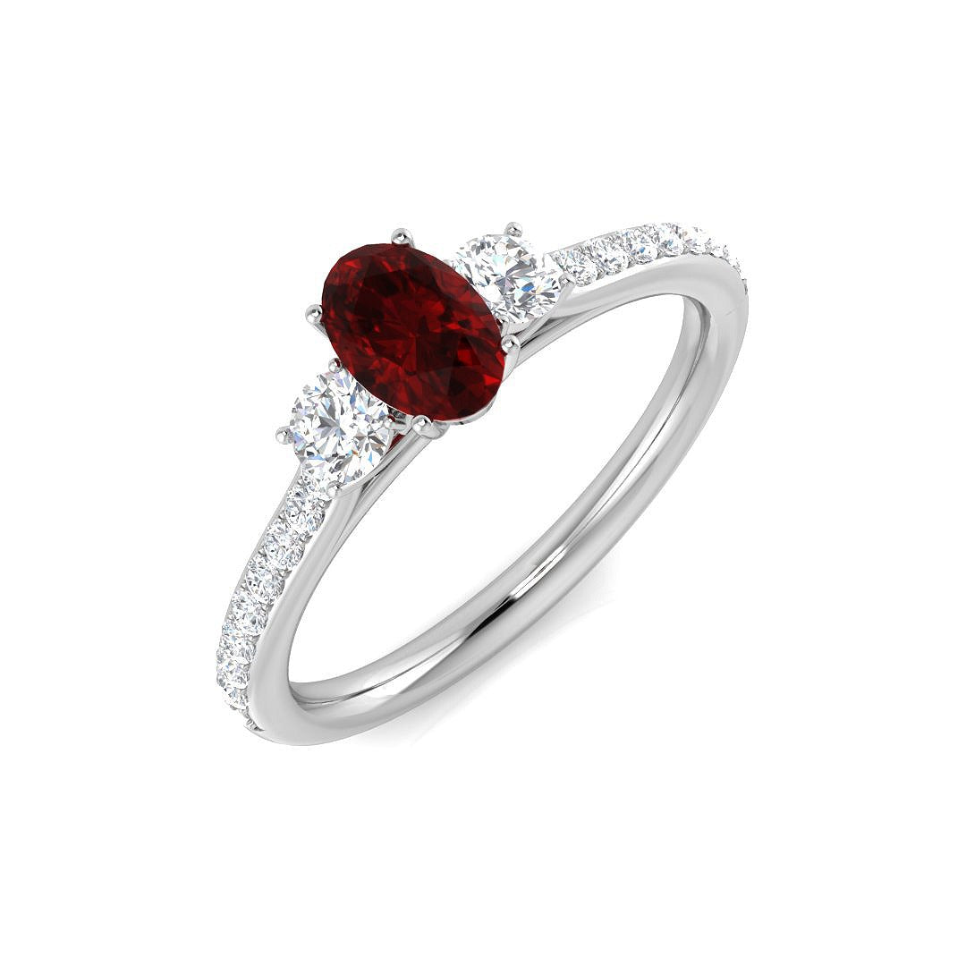 Three Stone Diamond Ring 0.97ct – SR3197~RY – 18k White Gold