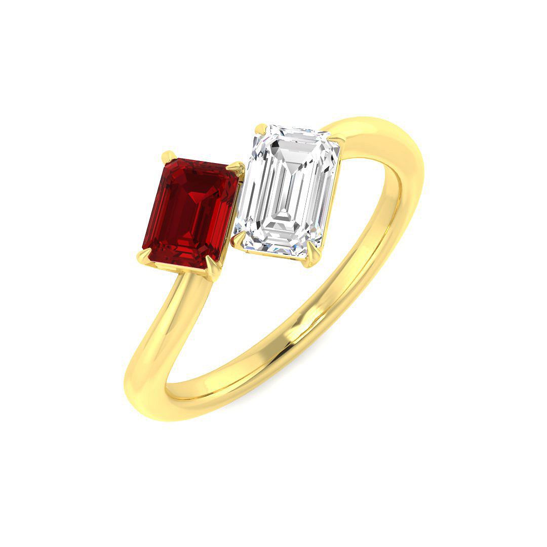 Ruby Diamond Ring 0.99ct – SR2053~RY – 18k Yellow Gold