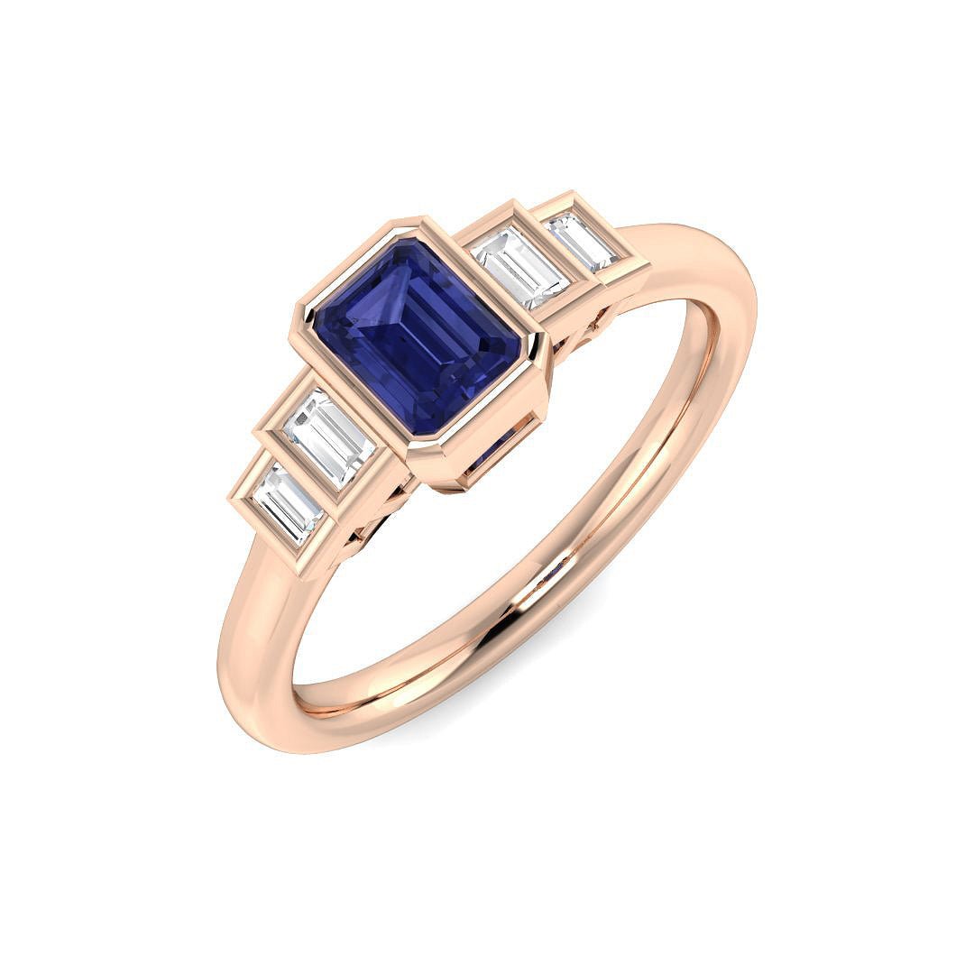 Tanzanite Diamond Ring 0.62ct – SR1116~TZ – 18k Rose Gold