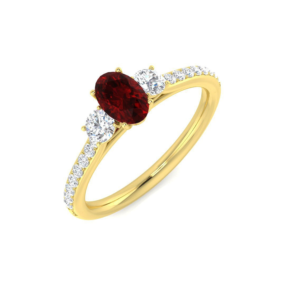 Three Stone Diamond Ring 0.97ct – SR3197~RY – 18k Yellow Gold