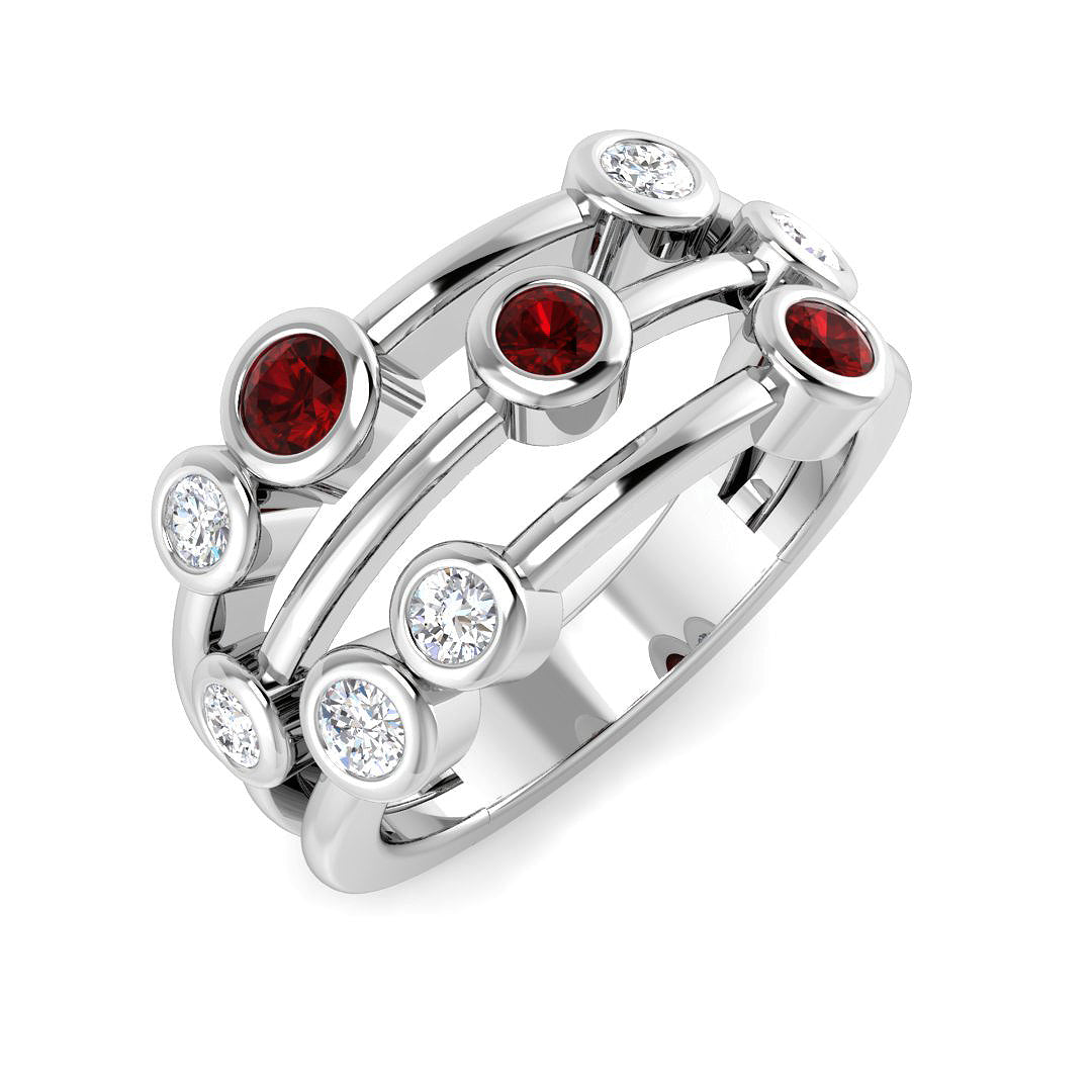 Ruby Diamond Ring 0.74ct – SL9944~RY – 18k White Gold