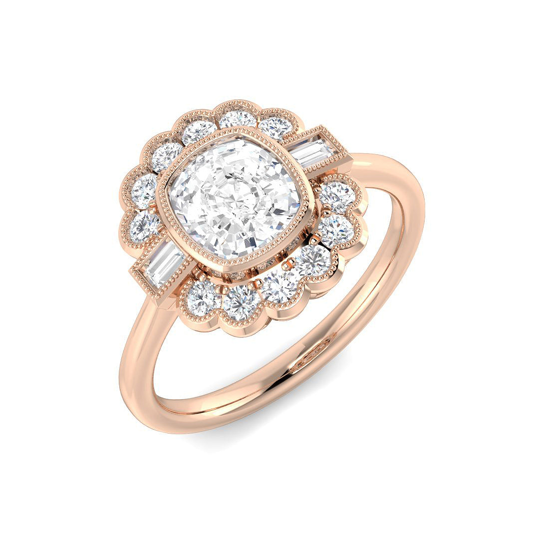 Vintage Lab-Grown Diamond Ring 1.36ct–4.22ct – SR6956 – 18k Rose Gold