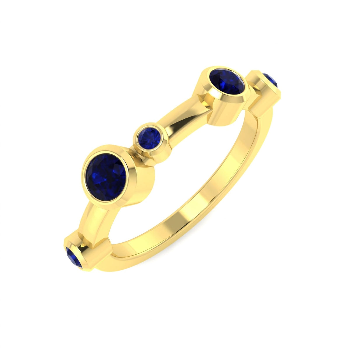 Blue Sapphire Diamond Ring 0.45ct–0.51ct – SR1465~BS – 18k Yellow Gold