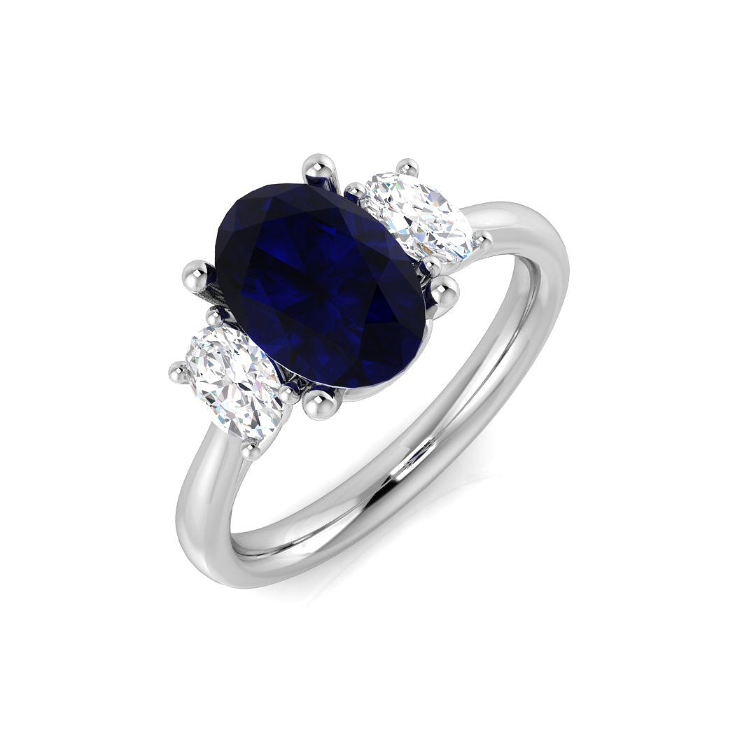 Three Stone Diamond Ring 3.64ct – SR427~BS – 18k White Gold