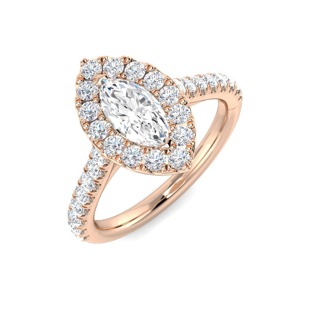 Halo Diamond Ring 0.48ct–1.09ct – SR1128 – 18k Rose Gold