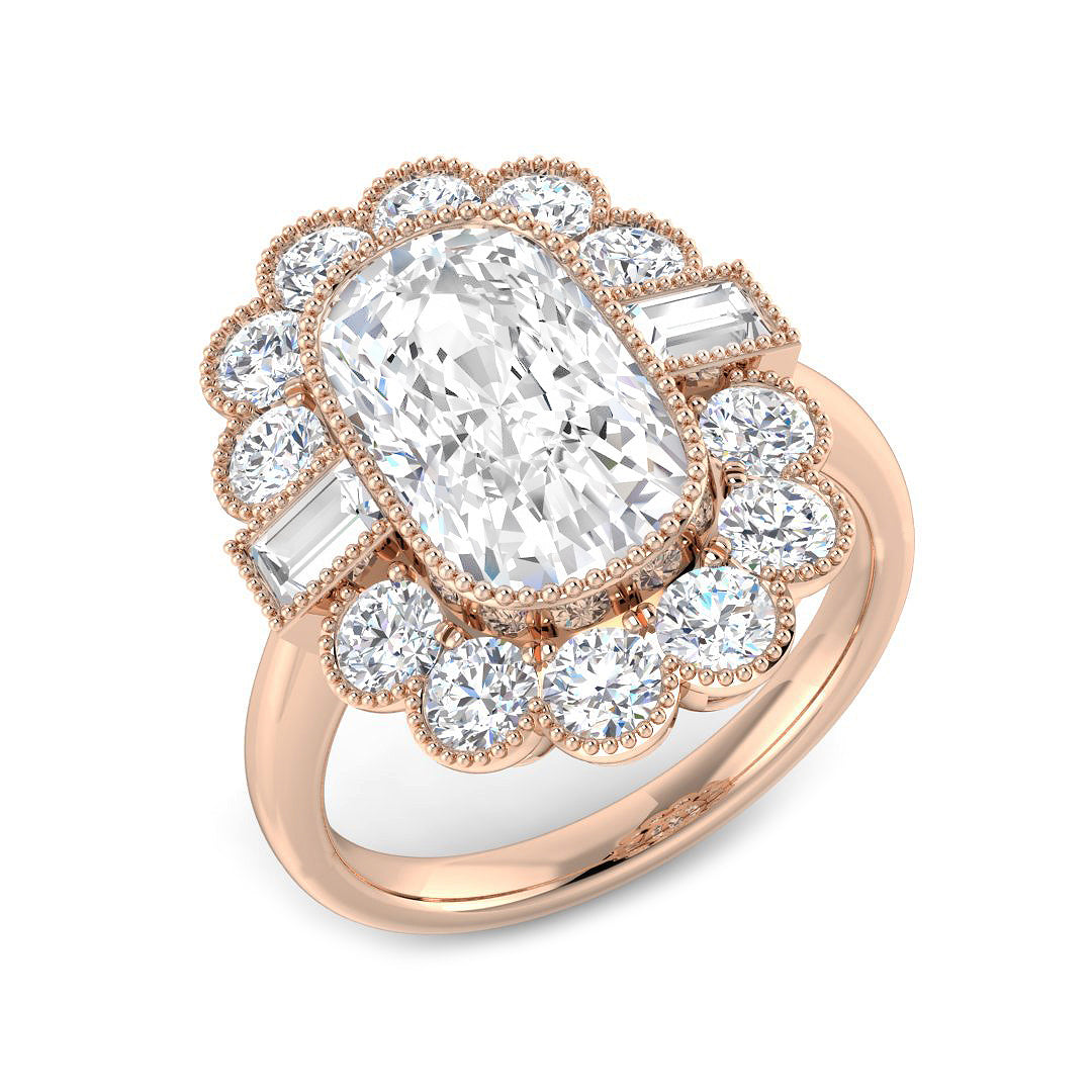 Vintage Lab-Grown Diamond Ring 1.36ct–4.22ct – SR6956 – 18k Rose Gold