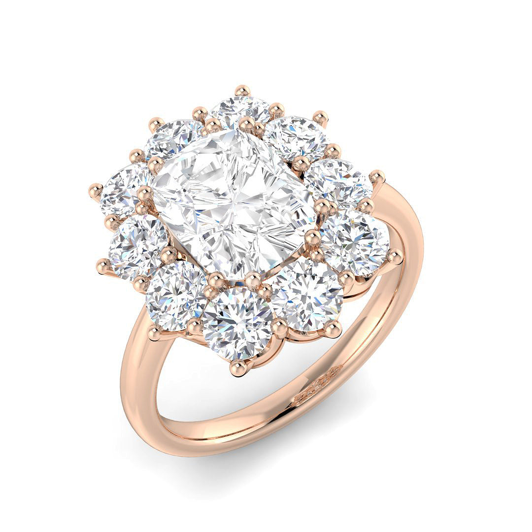 Cluster Lab-Grown Diamond Ring 1.93ct–6.13ct – SR6959 – 18k Rose Gold