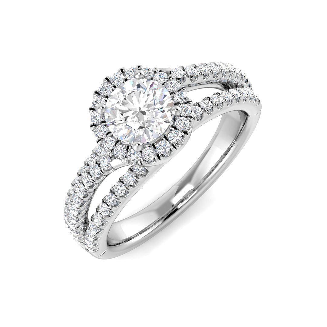 Halo Diamond Ring 1.1ct – BJR0152 – 18k White Gold
