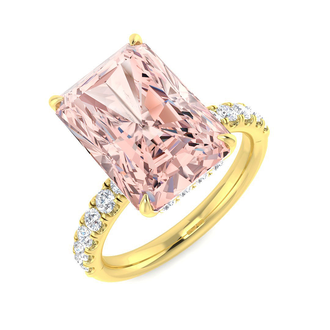 Engagement Lab-Grown Diamond Ring 6.66ct – SR7153~LGPINK – 18k Yellow Gold