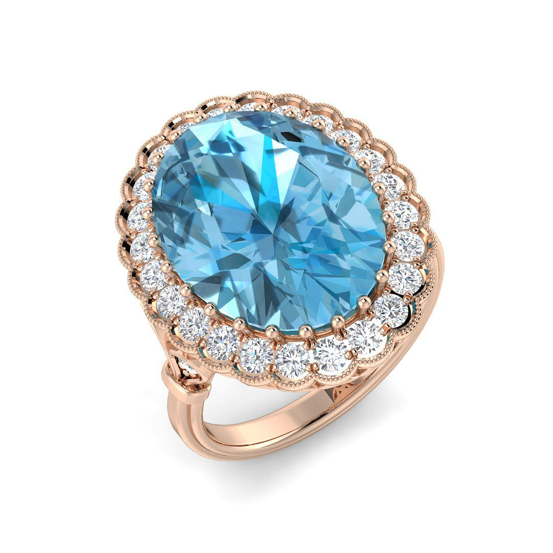 Vintage Diamond Ring 12.75ct – SR6928~SBT – 18k Rose Gold