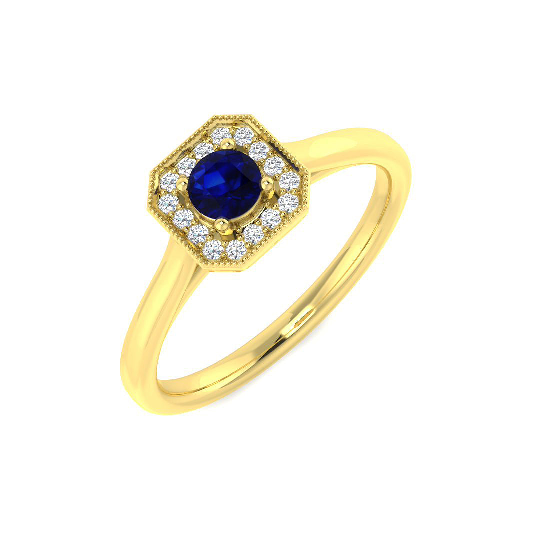 Blue Sapphire Diamond Ring 0.25ct – SR7978~BS – 18k Yellow Gold