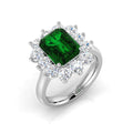 Emerald Diamond Ring 2.96ct–7.23ct – SR944~EM – 18k White Gold