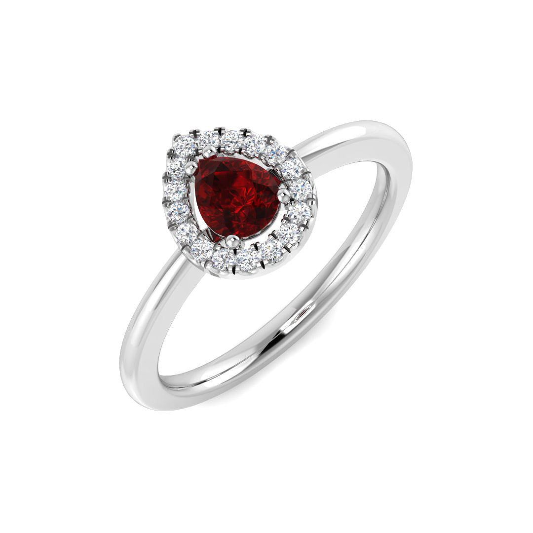 Halo Diamond Ring 0.55ct – DNR1035~RY – 18k White Gold