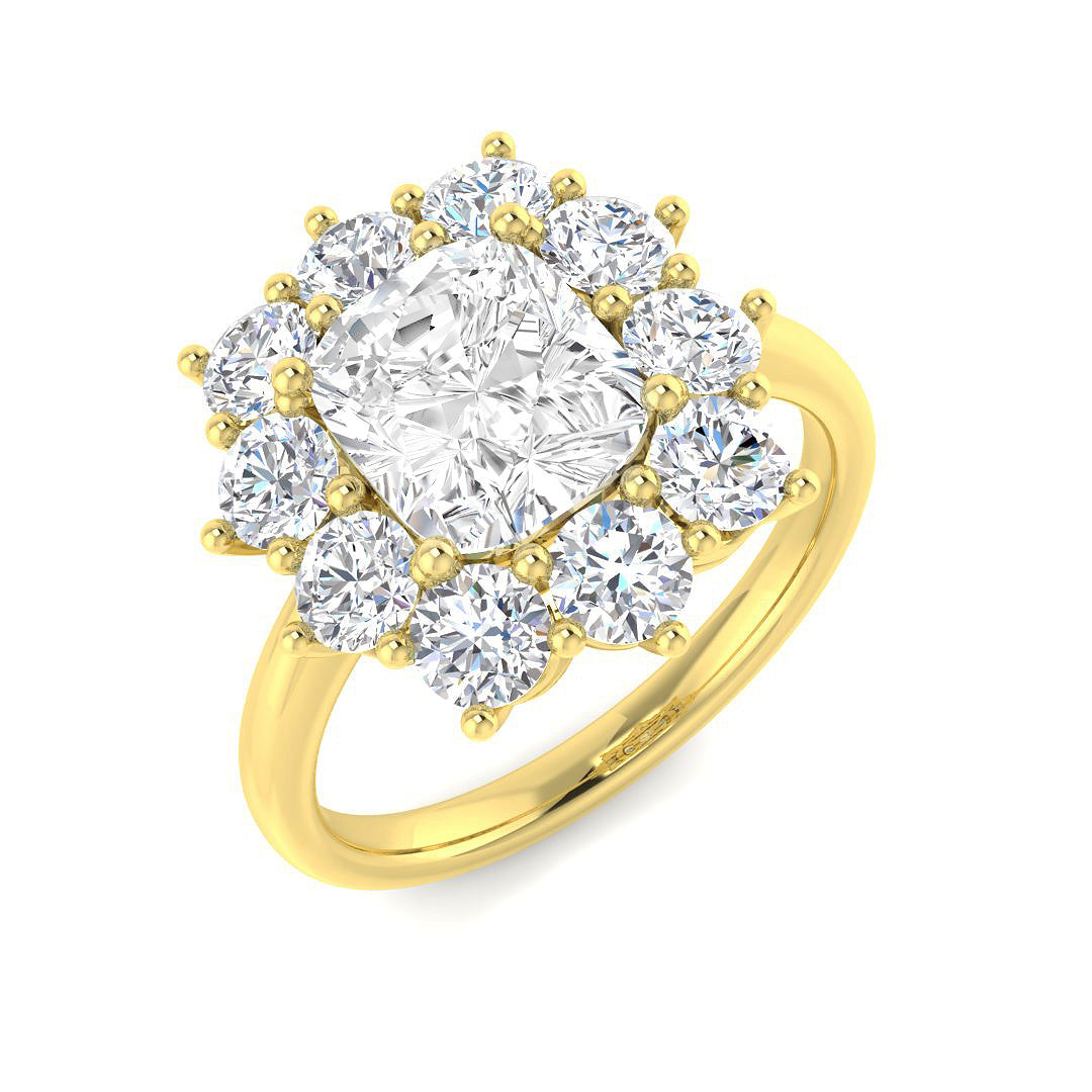 Cluster Lab-Grown Diamond Ring 1.93ct–6.13ct – SR6959 – 18k Yellow Gold