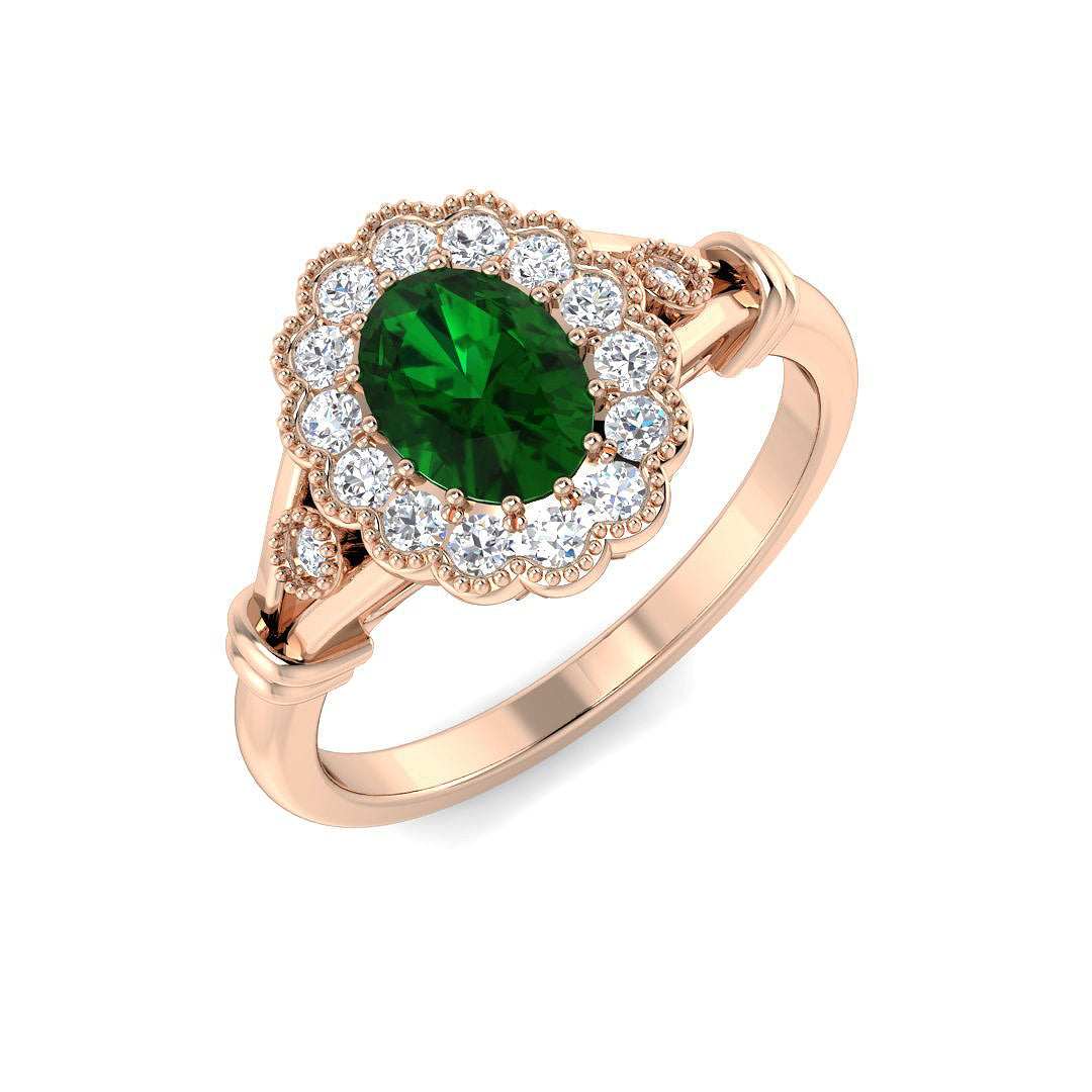 Vintage Diamond Ring 0.84ct–1.03ct – SR7462~EM – 18k Rose Gold