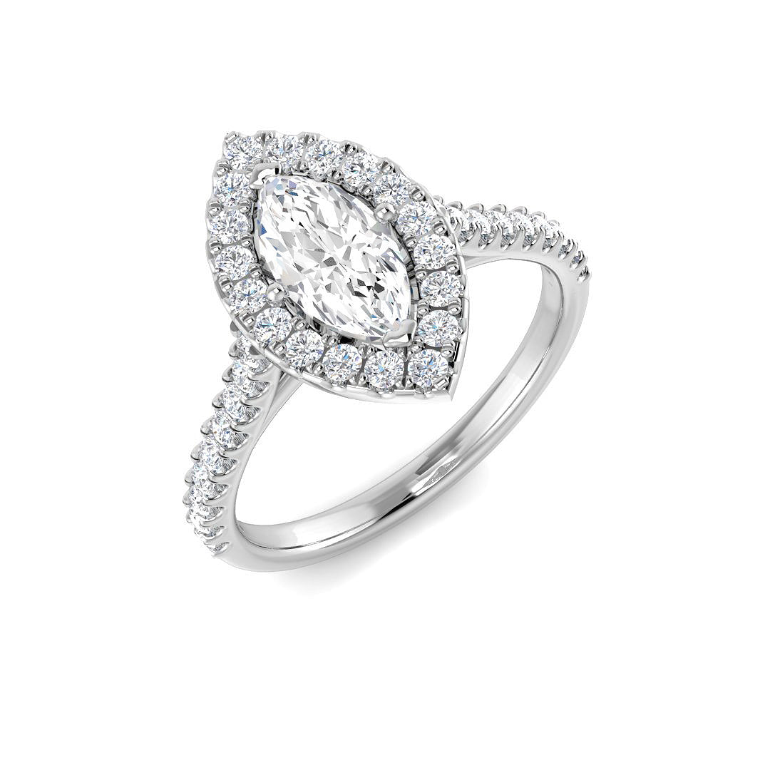 Halo Diamond Ring 0.48ct–1.09ct – SR1128 – 18k White Gold